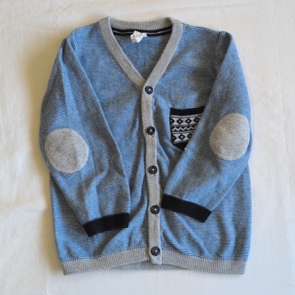 H&M blue striped preppy button down cardigan sweater 1.5-2 YRS baby boy - Picture 5 of 9